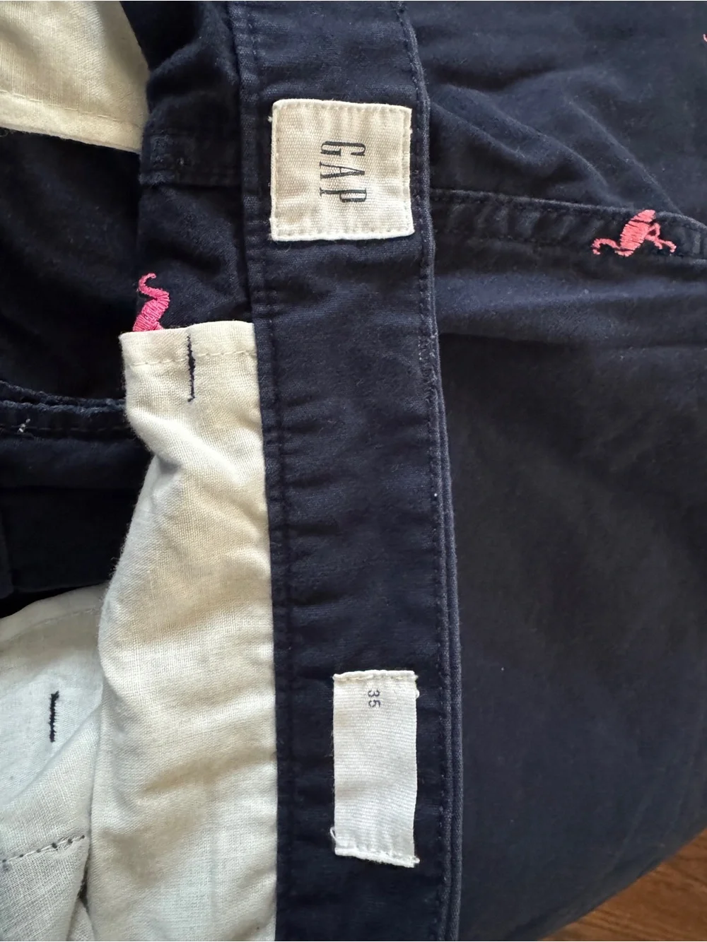 GAP Navy Shorts with Pink Flamingo Embroidery